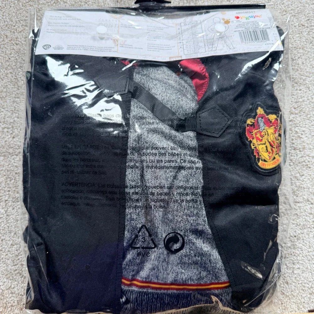 Harry Potter Disguise Child Costume Gryffindor Hooded Robe Shirt Front Kids 4-6